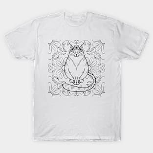 Cute Floral Fat Cat T-Shirt